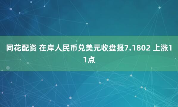 同花配资 在岸人民币兑美元收盘报7.1802 上涨11点